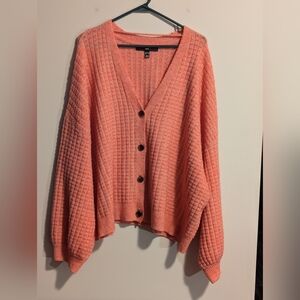 Vero Moda Curve Women's Coral Colour Cardigan  Sweater. Dropped Shoulder. V Neck